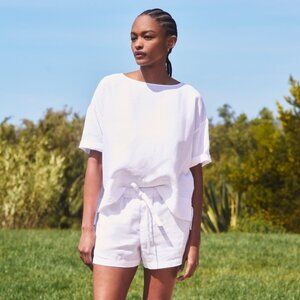 Everlane Women's Boatneck Top in Linen Sweater in White, Size Extra Large